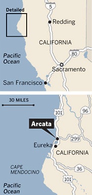 Arcata, California, near Eureka, California, know as the Berkeley of the North, a hippy town in Northern California