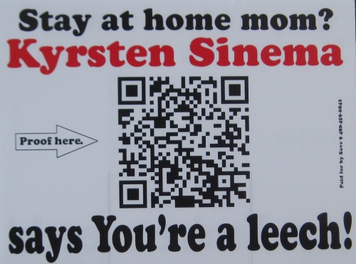 Stay at home mom. Kyrsten Sinema says you're a leech. Paid for by Save 9 (480)459-6842