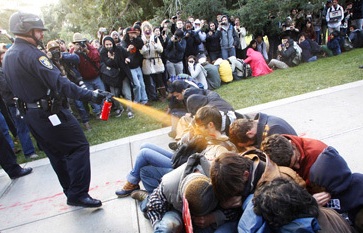 Lt. John Pike pepper spraying peaceful demonstrators at UC Davis